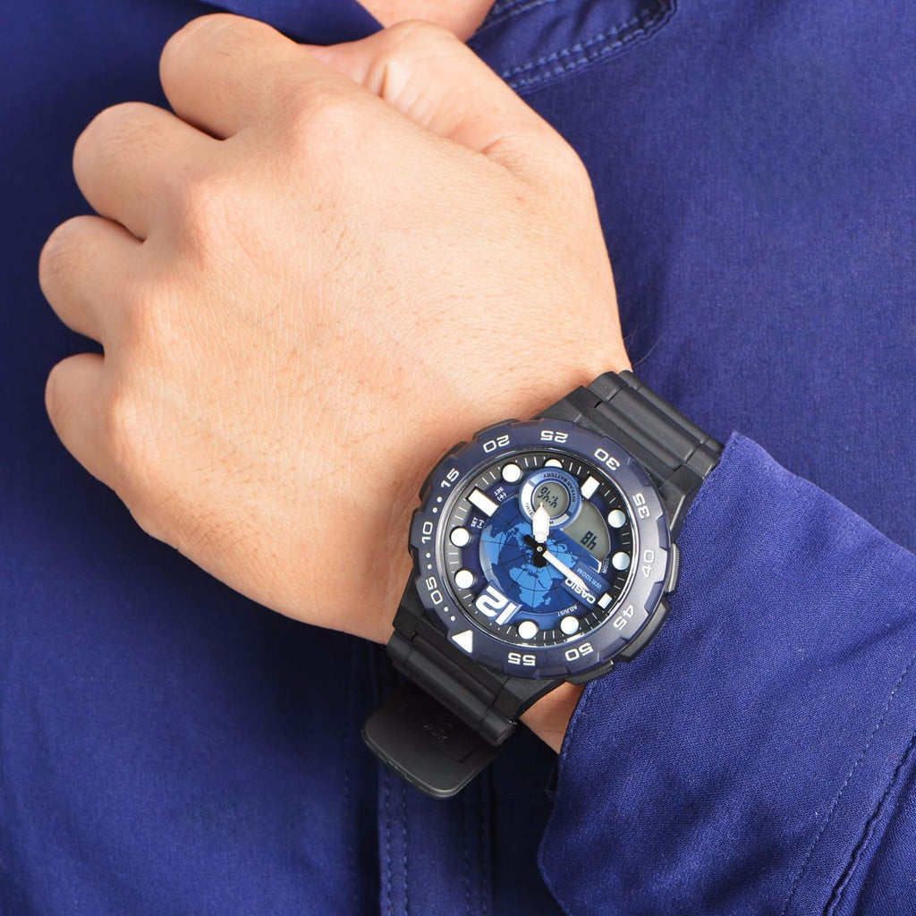 CASIO AEQ-100W-2AVDF ADVENTURE TIME - SPORTY MEN'S WATCH WITH BLACK RESIN BAND AND VIBRANT BLUE DIAL-i-Watch-5