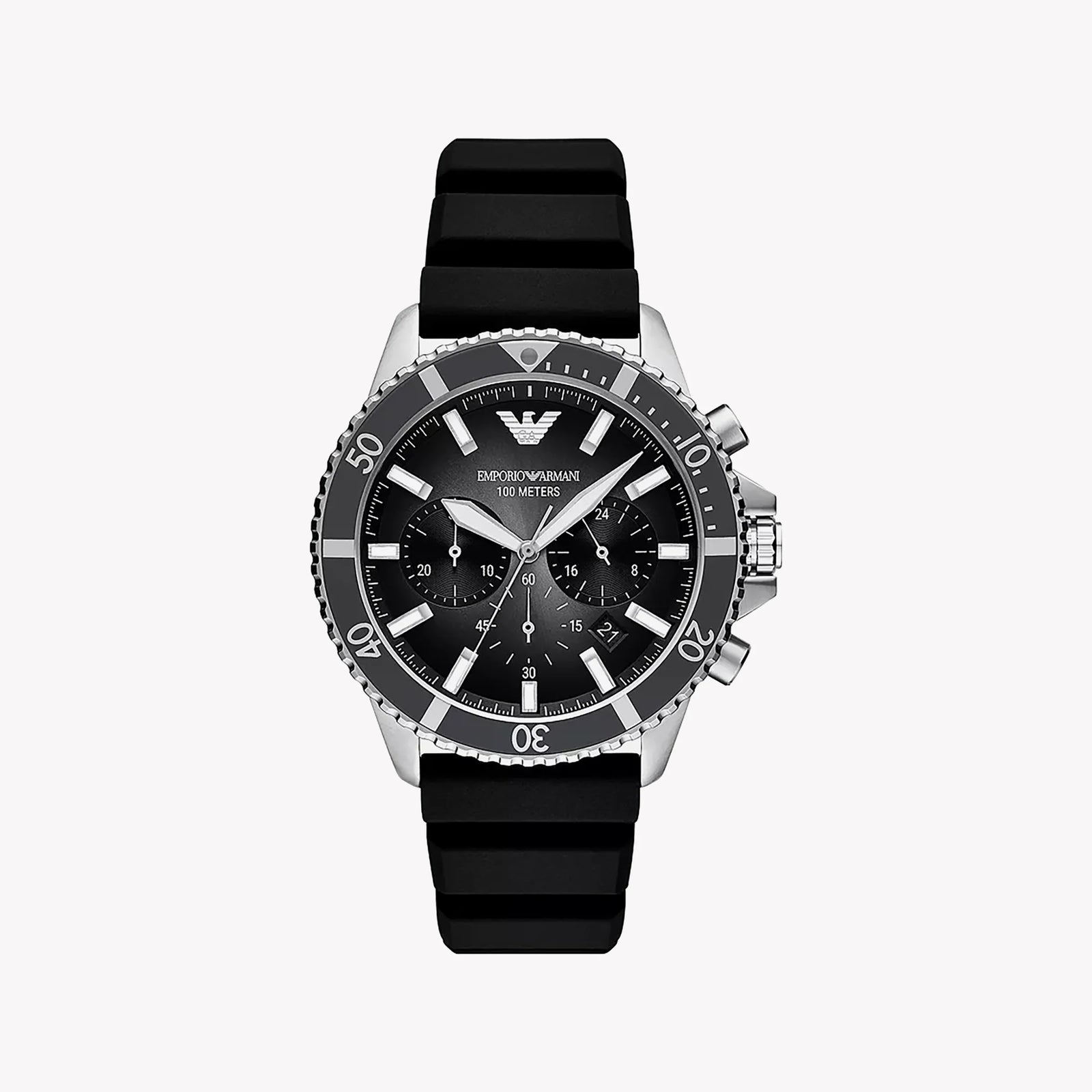 Emporio Armani Men's Silver Watch, Black Silicone Band | Ar11619 by i-watch