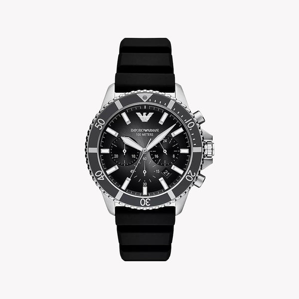 Emporio Armani Men's Silver Watch, Black Silicone Band | Ar11619 by i-watch