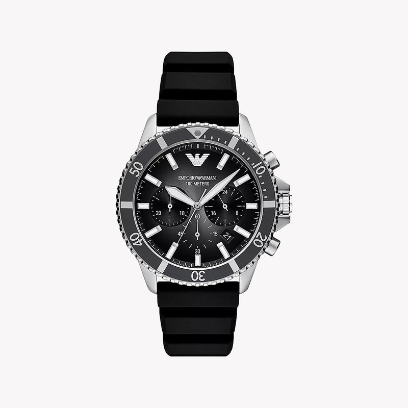 Emporio Armani Men's Silver Watch, Black Silicone Band | Ar11619 by i-watch