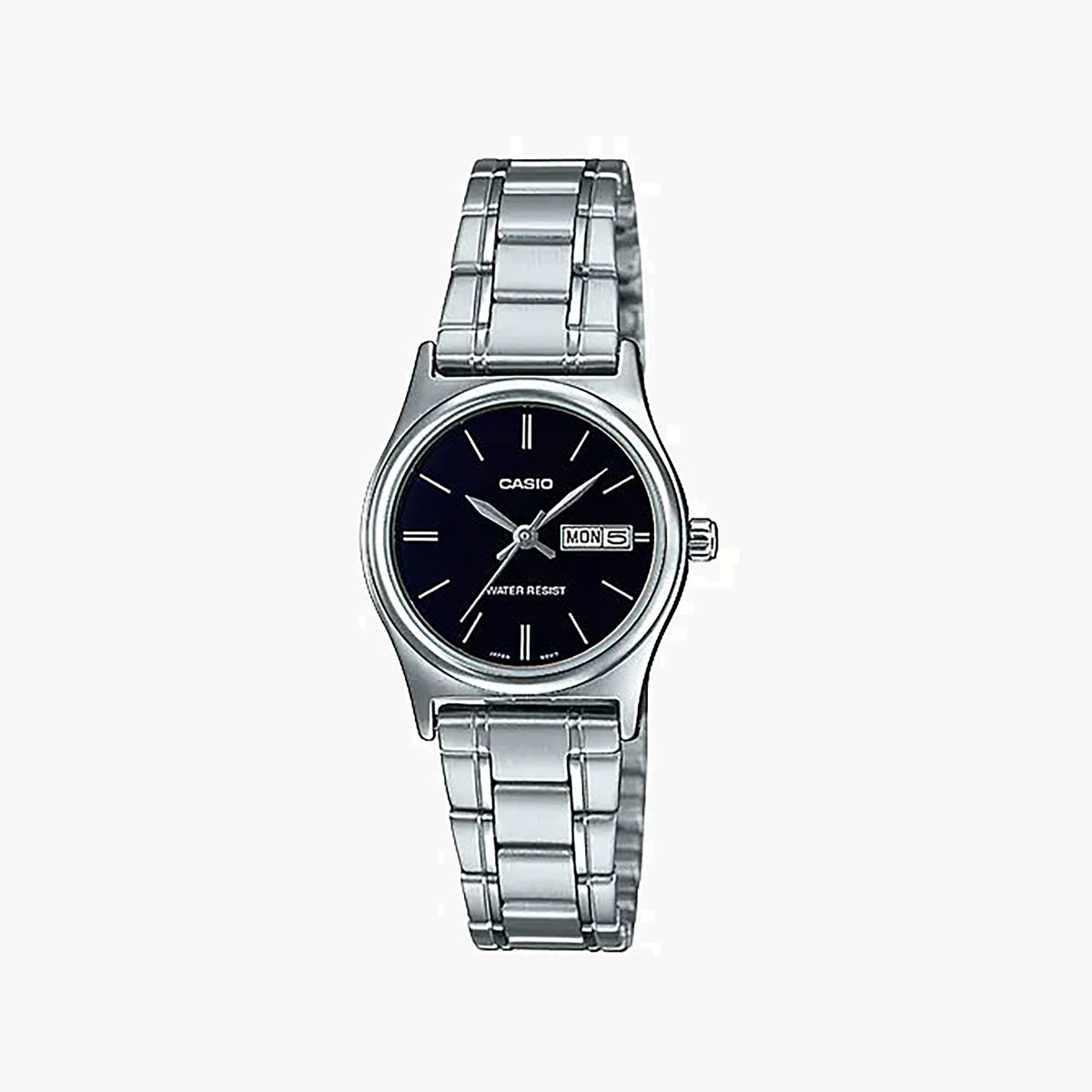 CASIO LTP-V006D-1B2UDF - ELEGANT SILVER STAINLESS STEEL WOMEN'S TIMEPIECE WITH BLACK DIAL