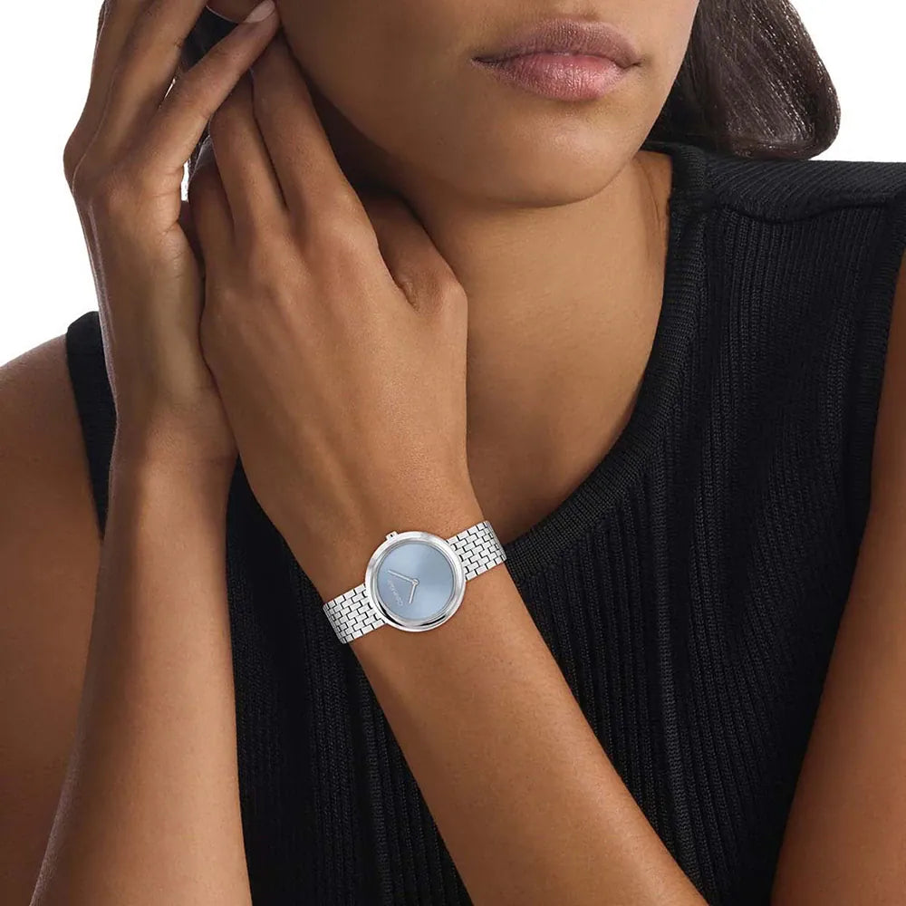 CK CALVIN KLEIN 34MM SILVER STAINLESS STEEL WATCH - MODERN BLUE DIAL ELEGANCE-i-Watch-4