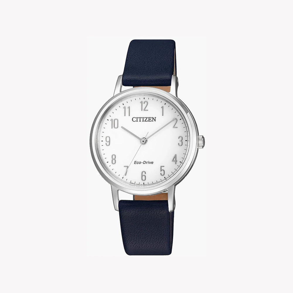 Citizen Em0571-16a Radiant Elegance - Chic Women's Eco-Drive Watch With Silver Case & Blue Leather Band by i-watch