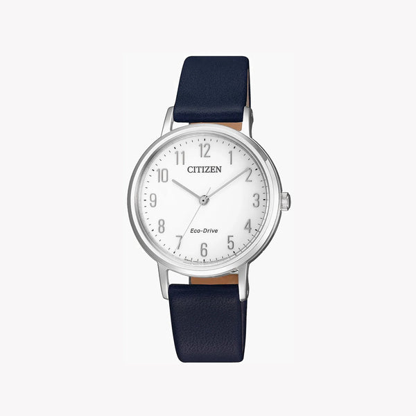 Citizen Em0571-16a Radiant Elegance - Chic Women's Eco-Drive Watch With Silver Case & Blue Leather Band by i-watch