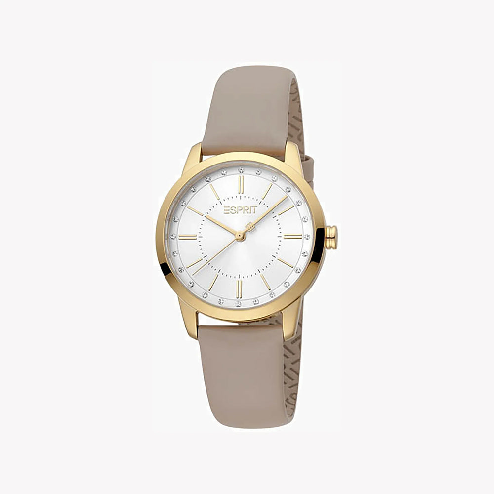 Esprit Women's Beige Leather Watch, Silver Dial | Es1l063m0015 by i-watch