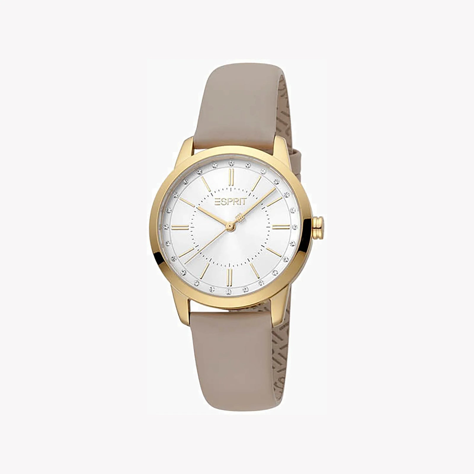 Esprit Women's Beige Leather Watch, Silver Dial | Es1l063m0015 by i-watch