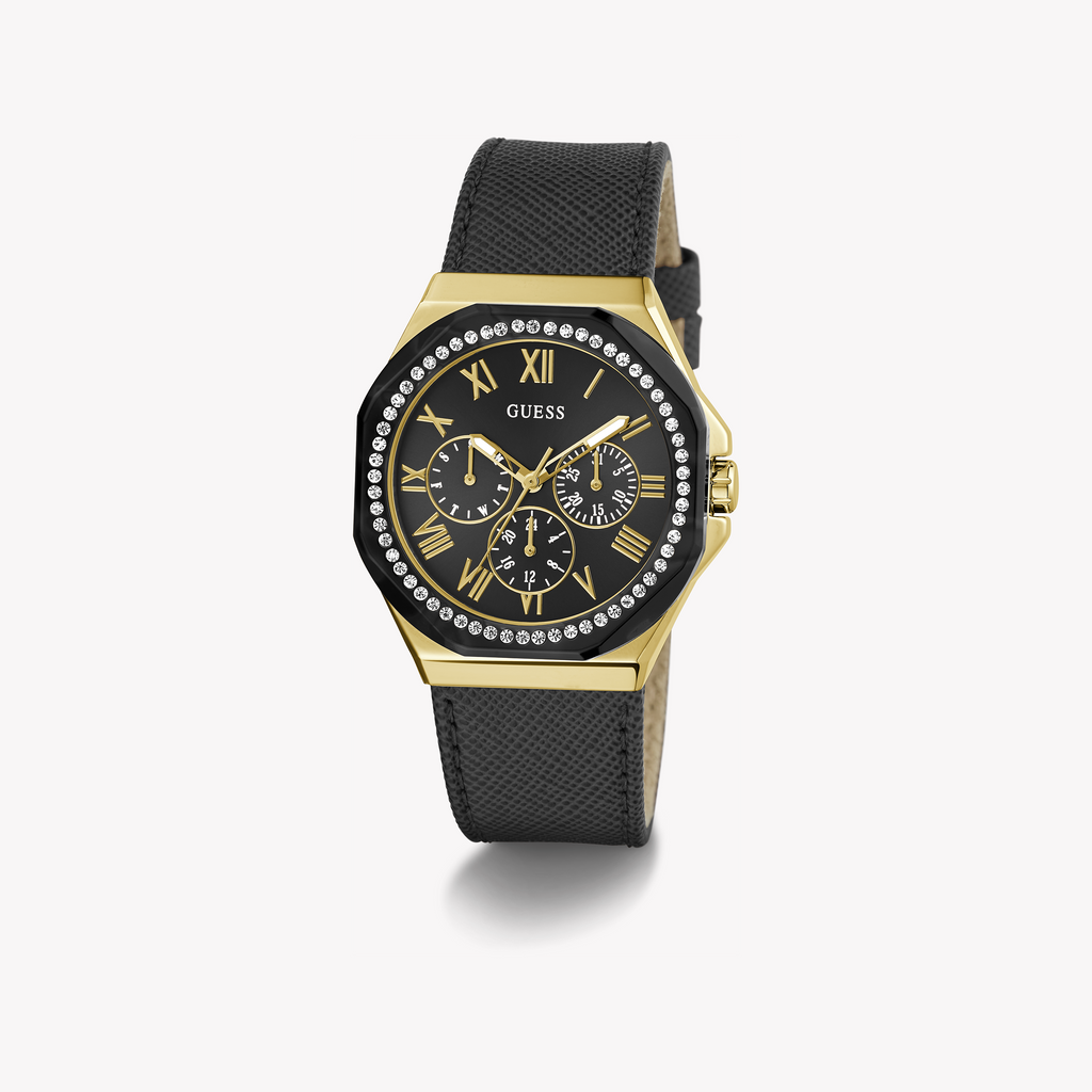 GUESS GW0753L4 GOLD CHARM - SOPHISTICATED WOMEN'S WATCH with Black Leather Band and Striking Dial-i-Watch-4