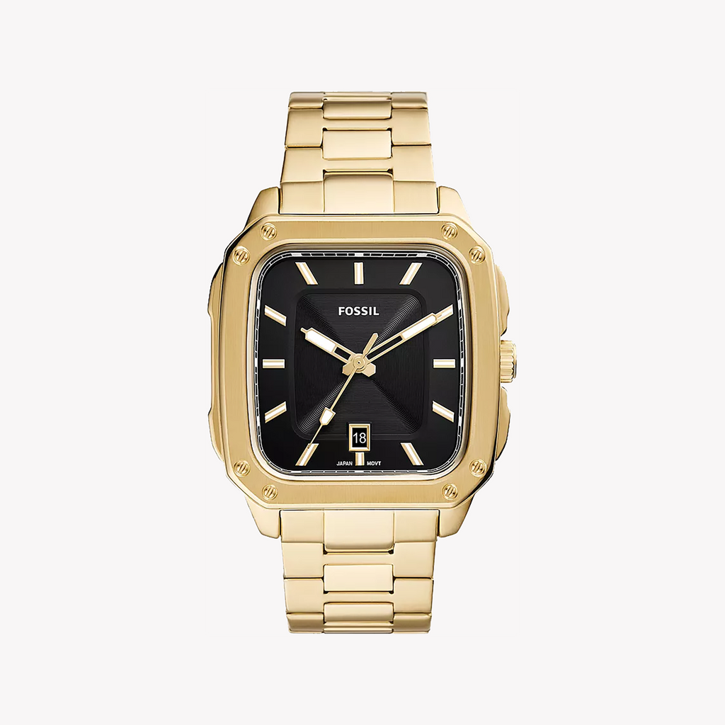 FOSSIL FS5932 GOLD CLASSIC - TIMELESS ELEGANCE MEN'S WATCH with Black Dial & Stainless Steel Band