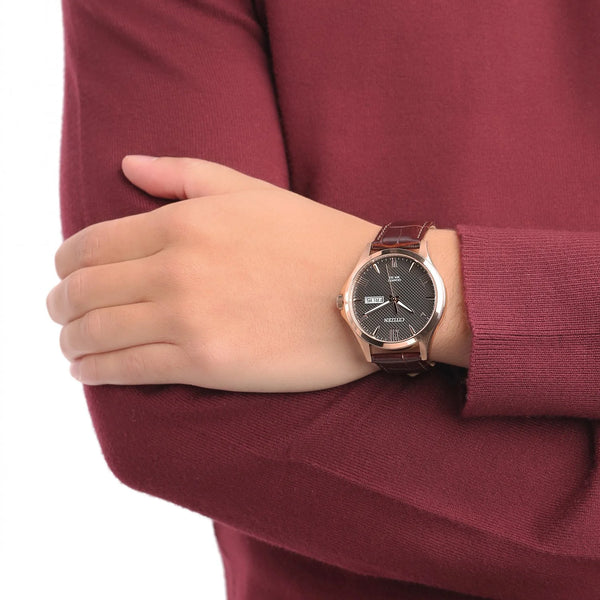 Citizen Bf2023-01h - Elegant Timepiece For The Modern Man: Chronograph, Gold & Brown Leather by i-watch