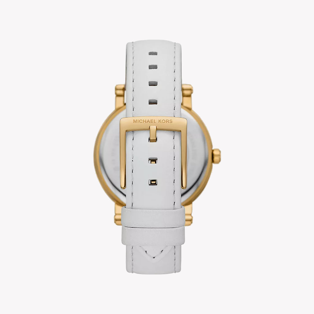 MICHAEL KORS MK2985 - ELEGANT GLOW - WOMEN'S GOLD & WHITE LEATHER TIMEPIECE-i-Watch-3