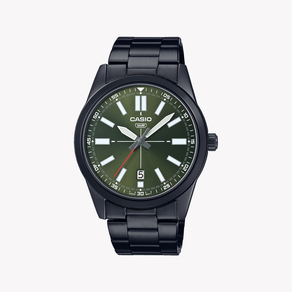 CASIO MTP-VD02B-3EUDF ELEGANT SPORT - STYLISH GREEN DIAL MEN'S WATCH with stainless steel band