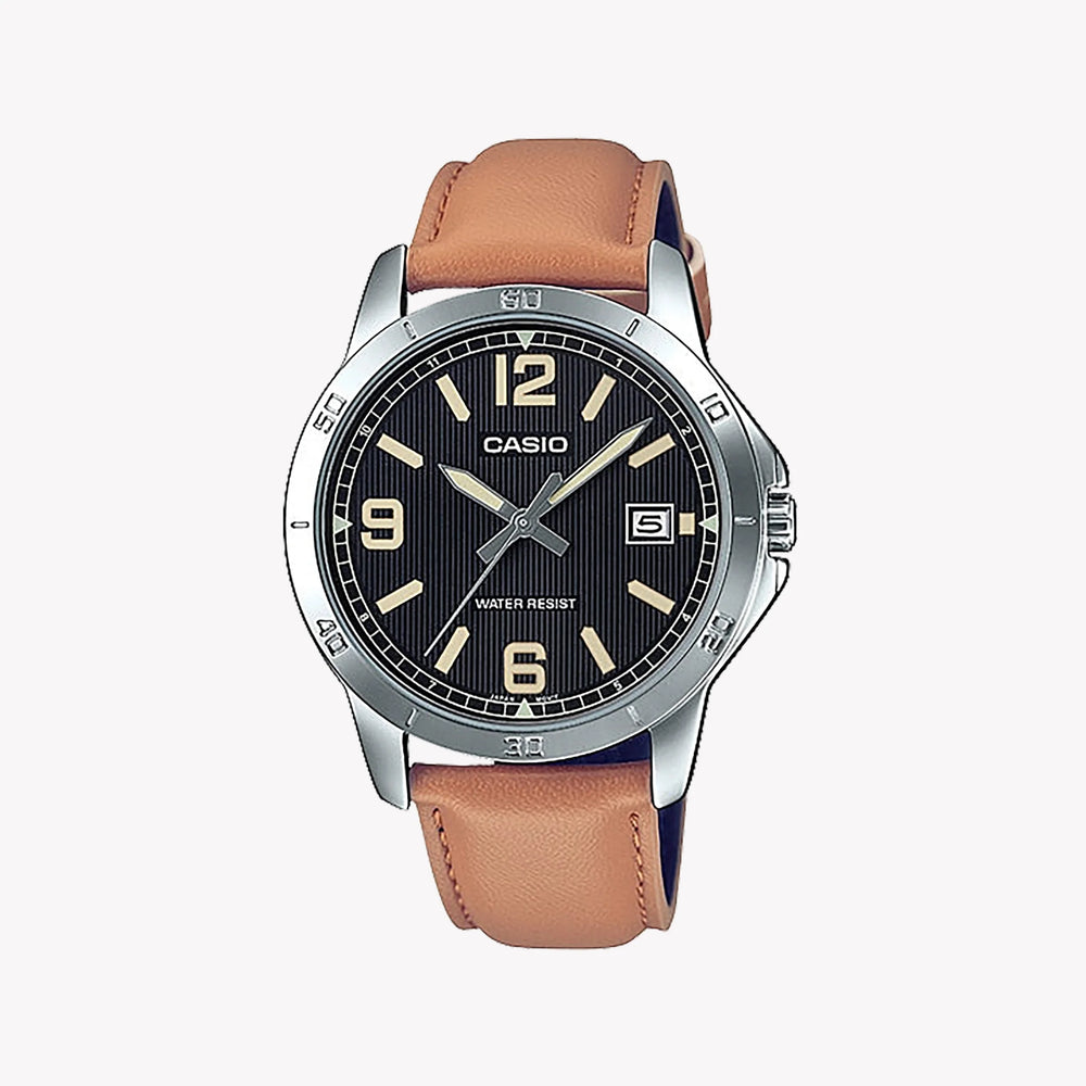 MTP-V004L-1B2UDF - TIMELESS ELEGANCE MEN'S WATCH: CLASSIC STAINLESS STEEL & LEATHER DESIGN