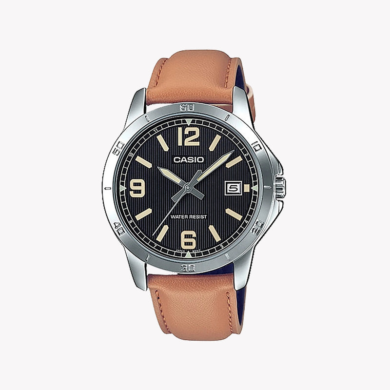 MTP-V004L-1B2UDF - TIMELESS ELEGANCE MEN'S WATCH: CLASSIC STAINLESS STEEL & LEATHER DESIGN