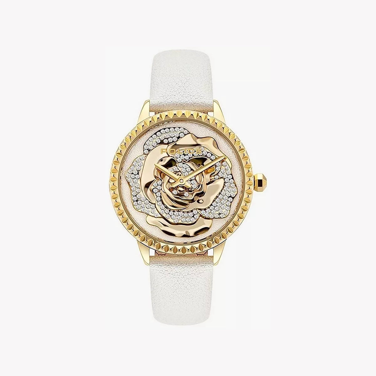 POLICE PL-16073BSG_01 - ELEGANT GOLD TIMEPIECE - SOPHISTICATED WOMEN'S WATCH with Luxe White Strap