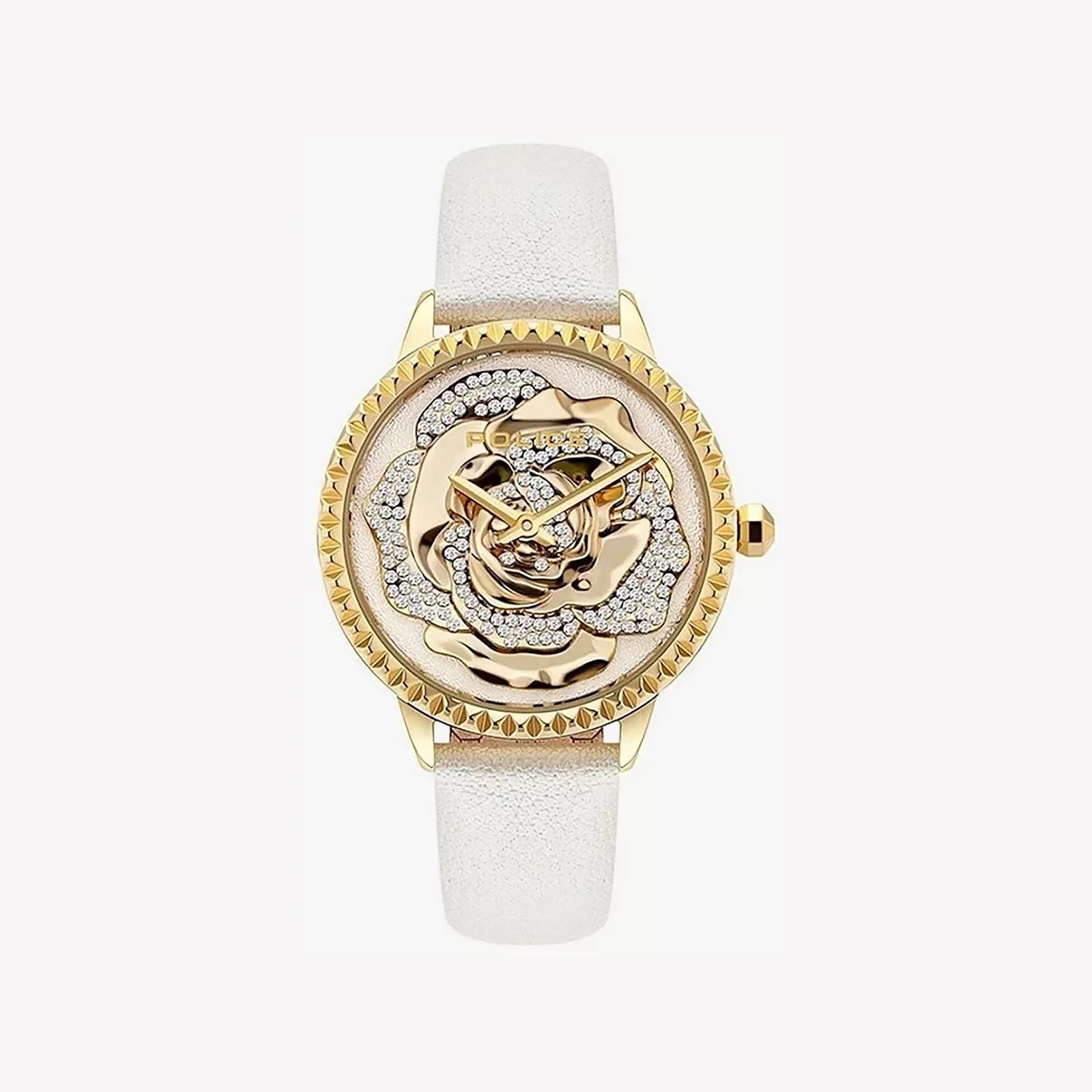Police Women's Gold Watch, White Leather Strap | Pl-16073bsg_01 by i-watch