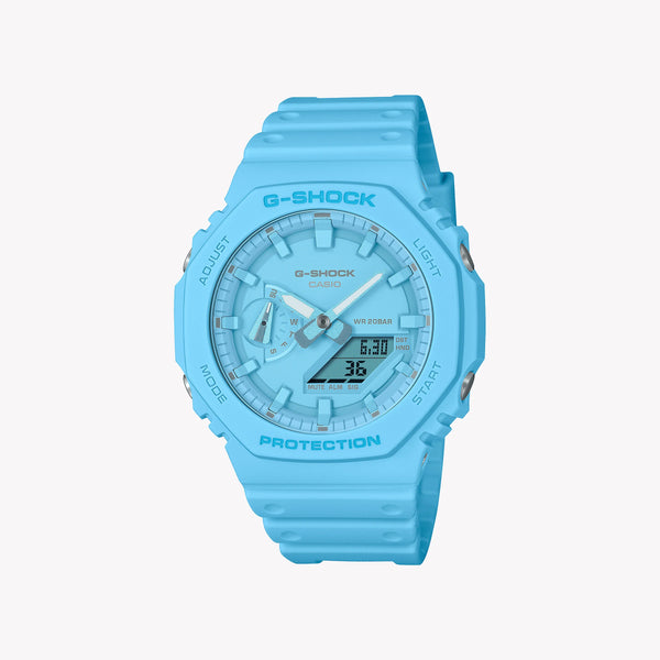 CASIO G-SHOCK GA-2100-2A2ER - DYNAMIC ADVENTURER SERIES Unisex Watch with blue resin band and robust functionality.