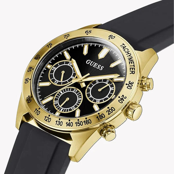 Guess Men's Gold Watch, Black Silicone Band | Gw0388g2 by i-watch