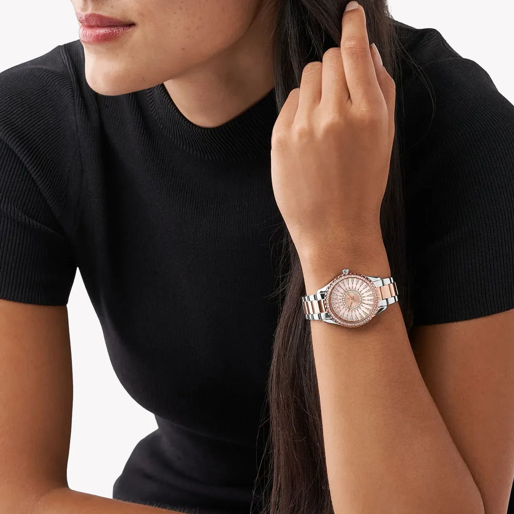 Michael Kors Women's Silver-Rose Gold Watch, Pink Dial | Mk6894 by i-watch