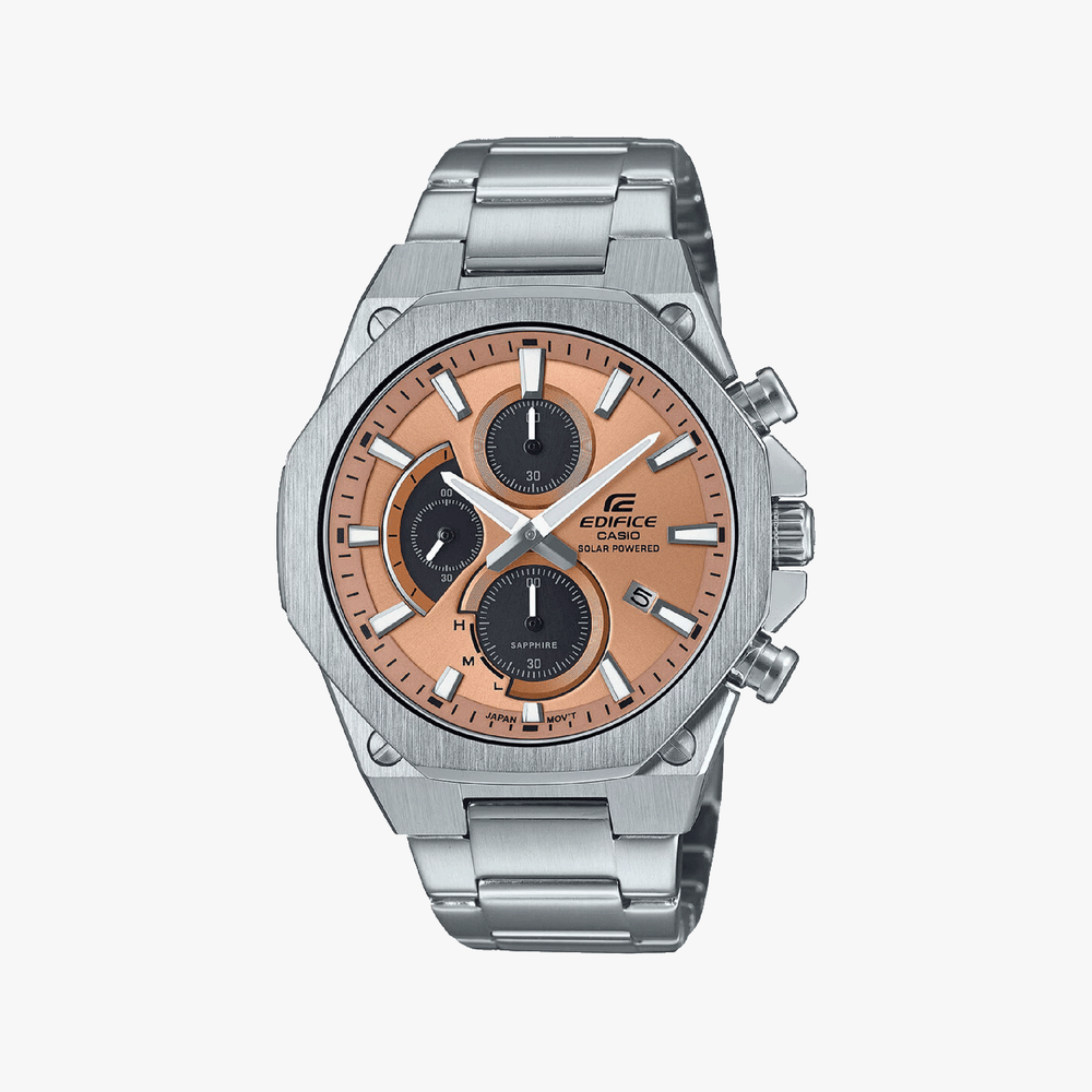 Casio Men's Silver Stainless Steel Watch, Brown Dial | Efs-S570d-5auef by i-watch