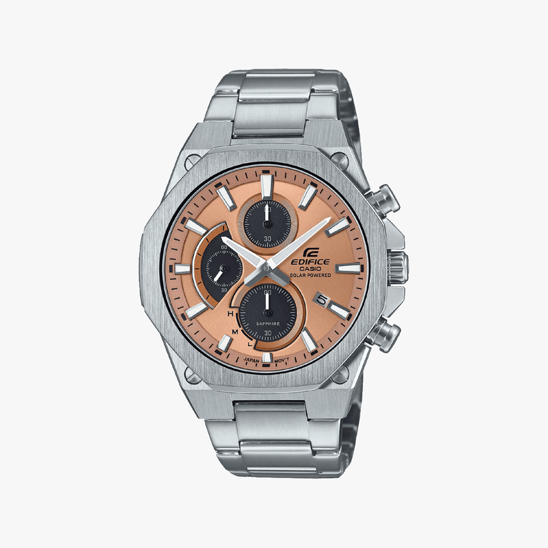 Casio Men's Silver Stainless Steel Watch, Brown Dial | Efs-S570d-5auef by i-watch