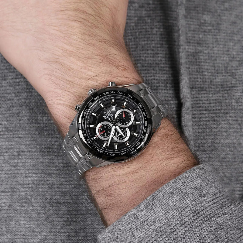 CASIO EF-539D-1AVEF - BOLD BLACK DIAL CHRONOGRAPH - STAINLESS STEEL MEN'S WATCH-i-Watch-4