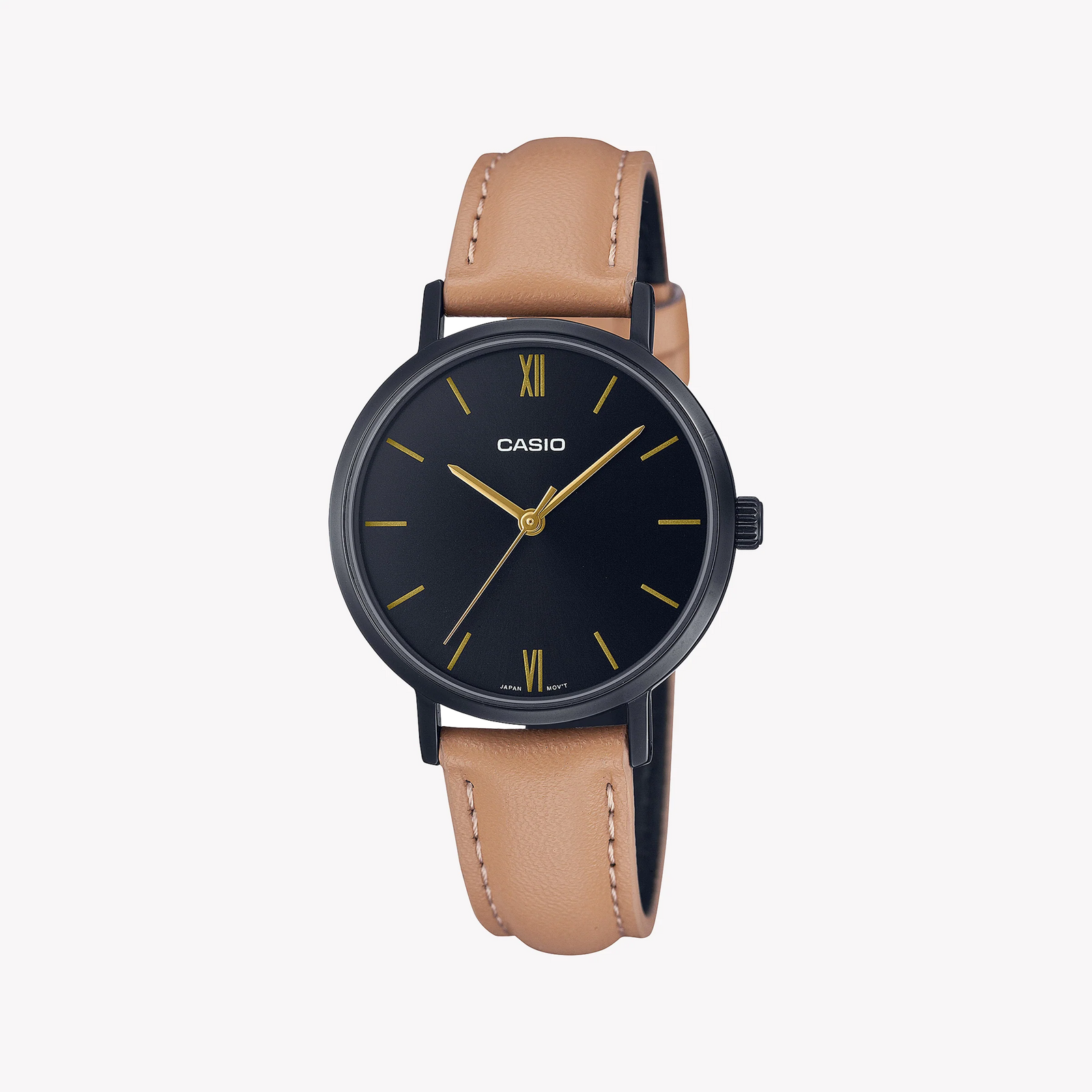 Casio Women's Black Leather Watch, Stainless Steel Case | Ltp-Vt02bl-1audf by i-watch