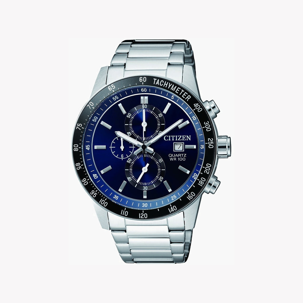 CITIZEN AN3600-59L BOLD PERFORMANCE - MEN'S STAINLESS STEEL CHRONOGRAPH WATCH WITH BLUE DIAL