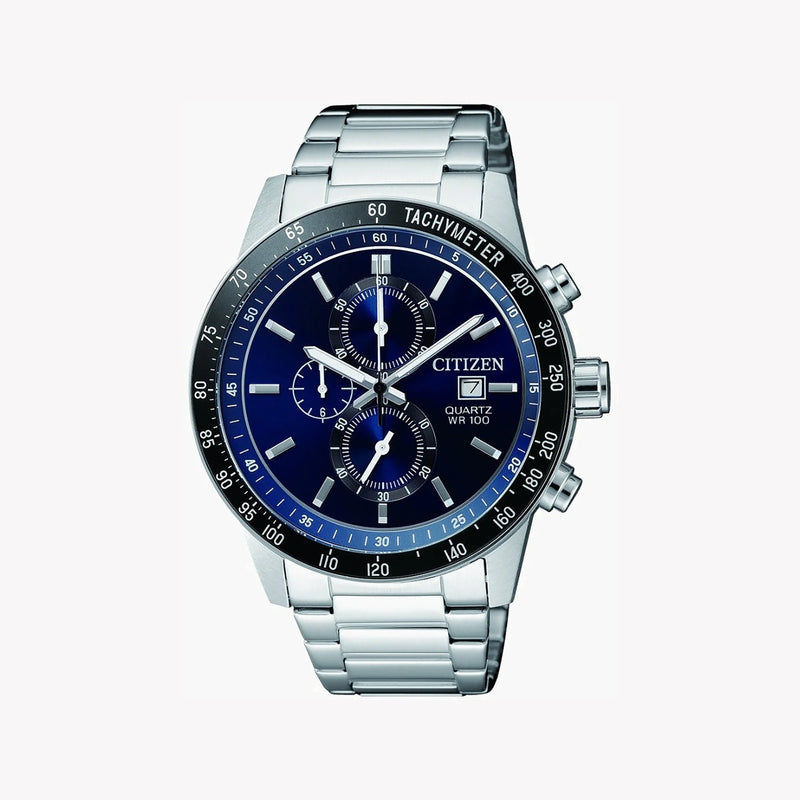CITIZEN AN3600-59L BOLD PERFORMANCE - MEN'S STAINLESS STEEL CHRONOGRAPH WATCH WITH BLUE DIAL