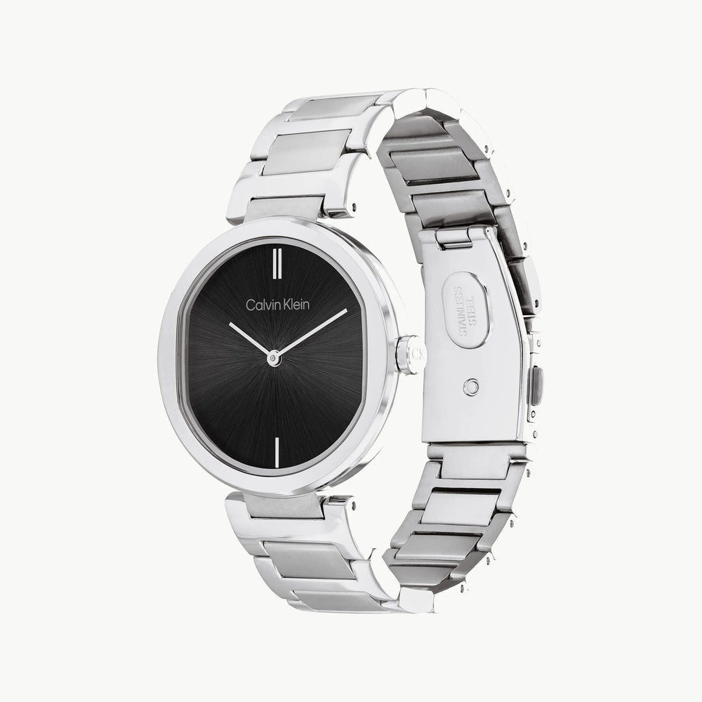 Ck Calvin Klein Women's Silver Watch, Black Dial | K5a31d1x by i-watch