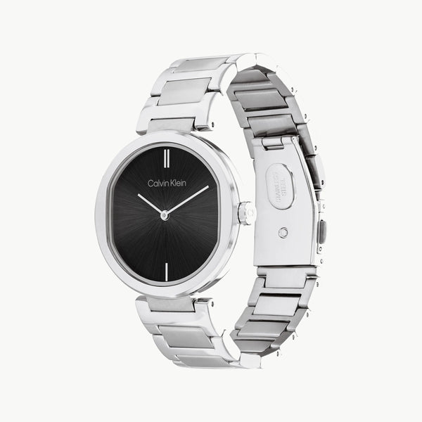Ck Calvin Klein Women's Silver Watch, Black Dial | K5a31d1x by i-watch