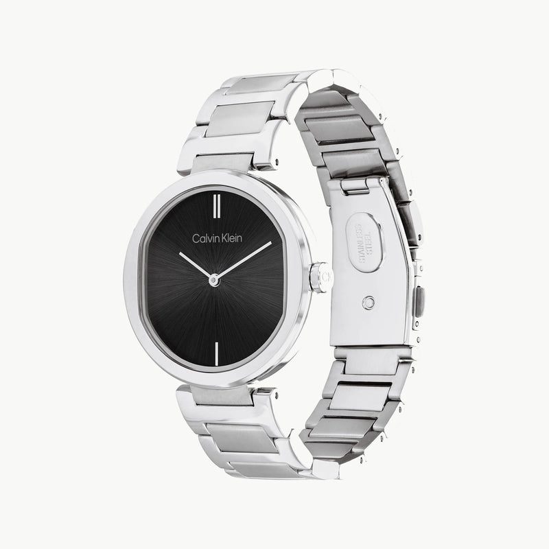 Ck Calvin Klein Women's Silver Watch, Black Dial | K5a31d1x by i-watch