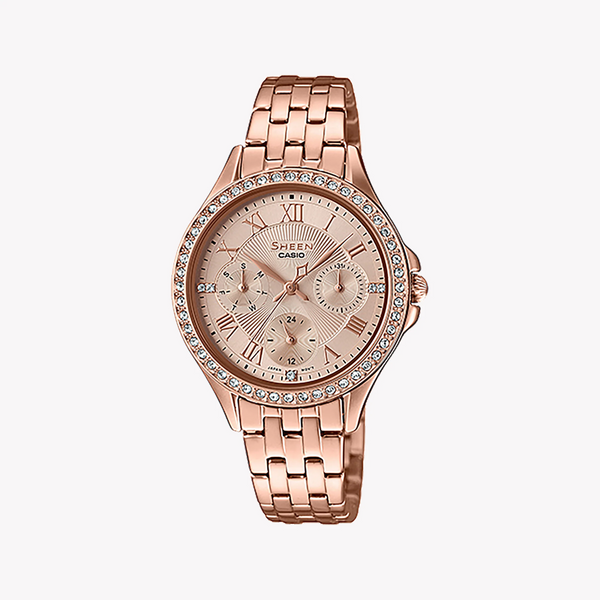 Casio She-3062pg-9audf Elegance Redefined - Rose Gold Glamour Women's Watch With Sparkling Accents by i-watch
