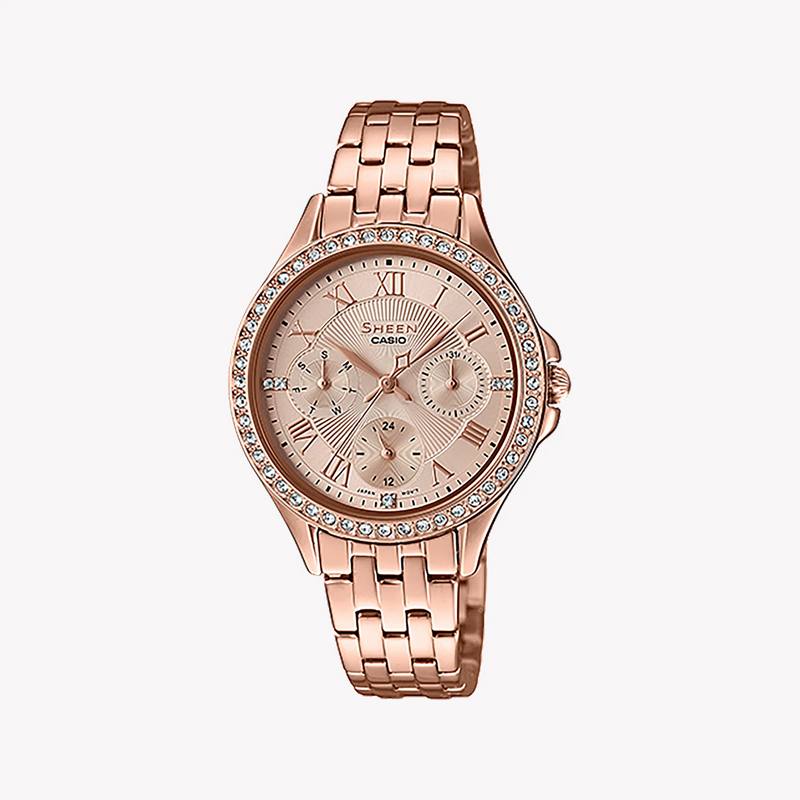 Casio She-3062pg-9audf Elegance Redefined - Rose Gold Glamour Women's Watch With Sparkling Accents by i-watch
