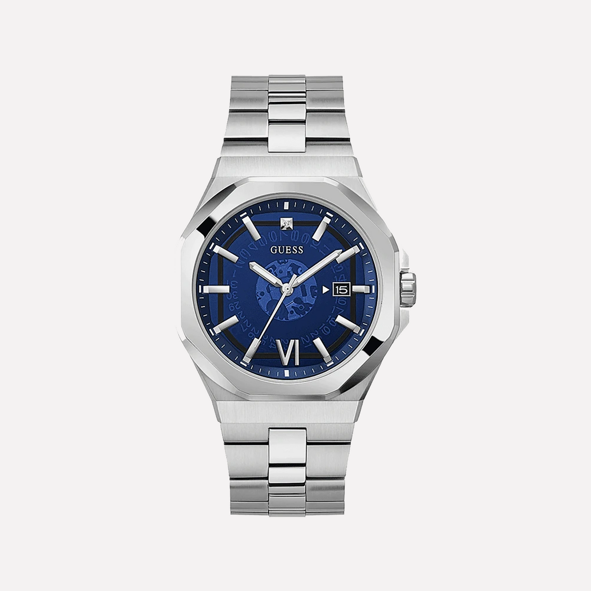 GUESS GW0573G1 - MODERN EXPLORER MEN'S WATCH: STYLISH SILVER & VIBRANT BLUE DIAL