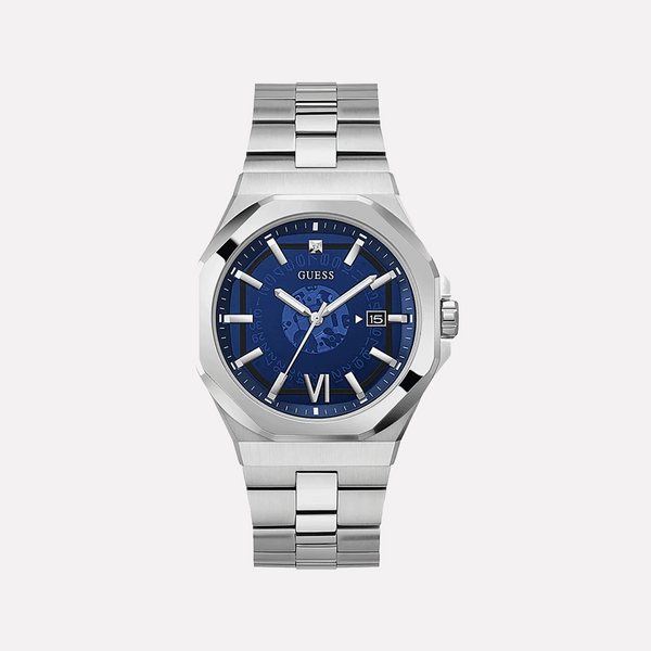 Guess Men's Silver Watch, Blue Dial | Gw0573g1 by i-watch