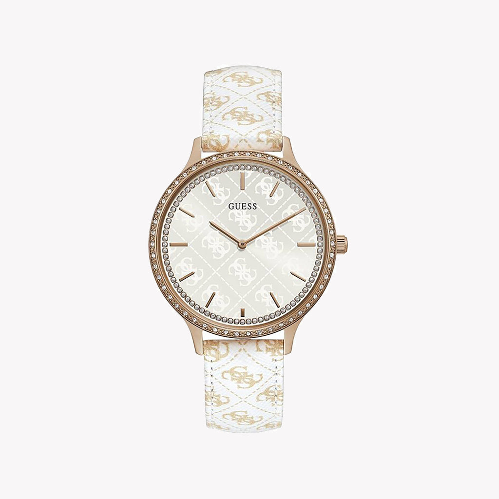 GUESS W1229L3 CHIC SOPHISTICATION - ELEGANT GOLD & WHITE WOMEN'S WATCH