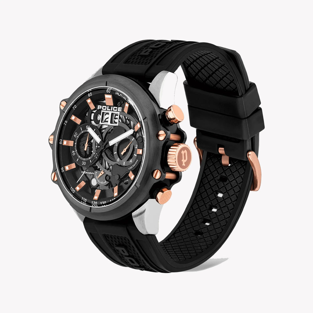 Police Men's Black Stainless Steel Watch, Silicone Band | Pl-16018jstu_13p by i-watch
