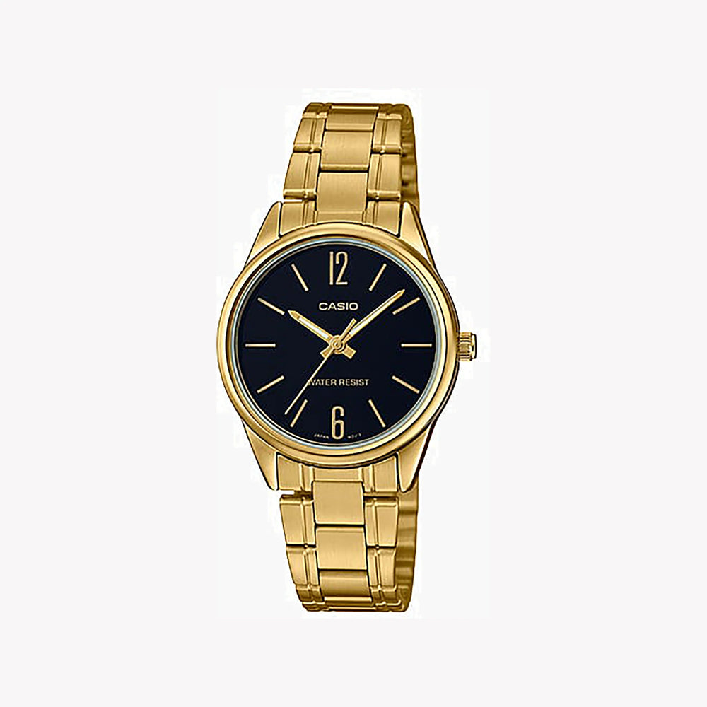 Casio Women's Gold Watch, Black Dial | Ltp-V005g-1b by i-watch