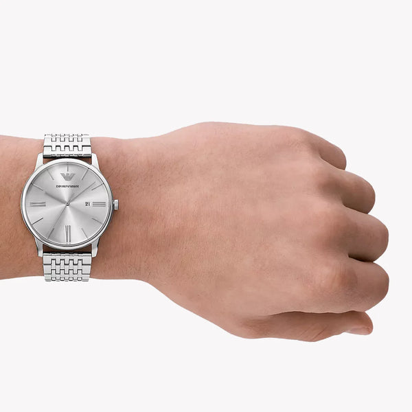 Emporio Armani Men's Silver Stainless Steel Watch, Silver Dial | Ar11599
