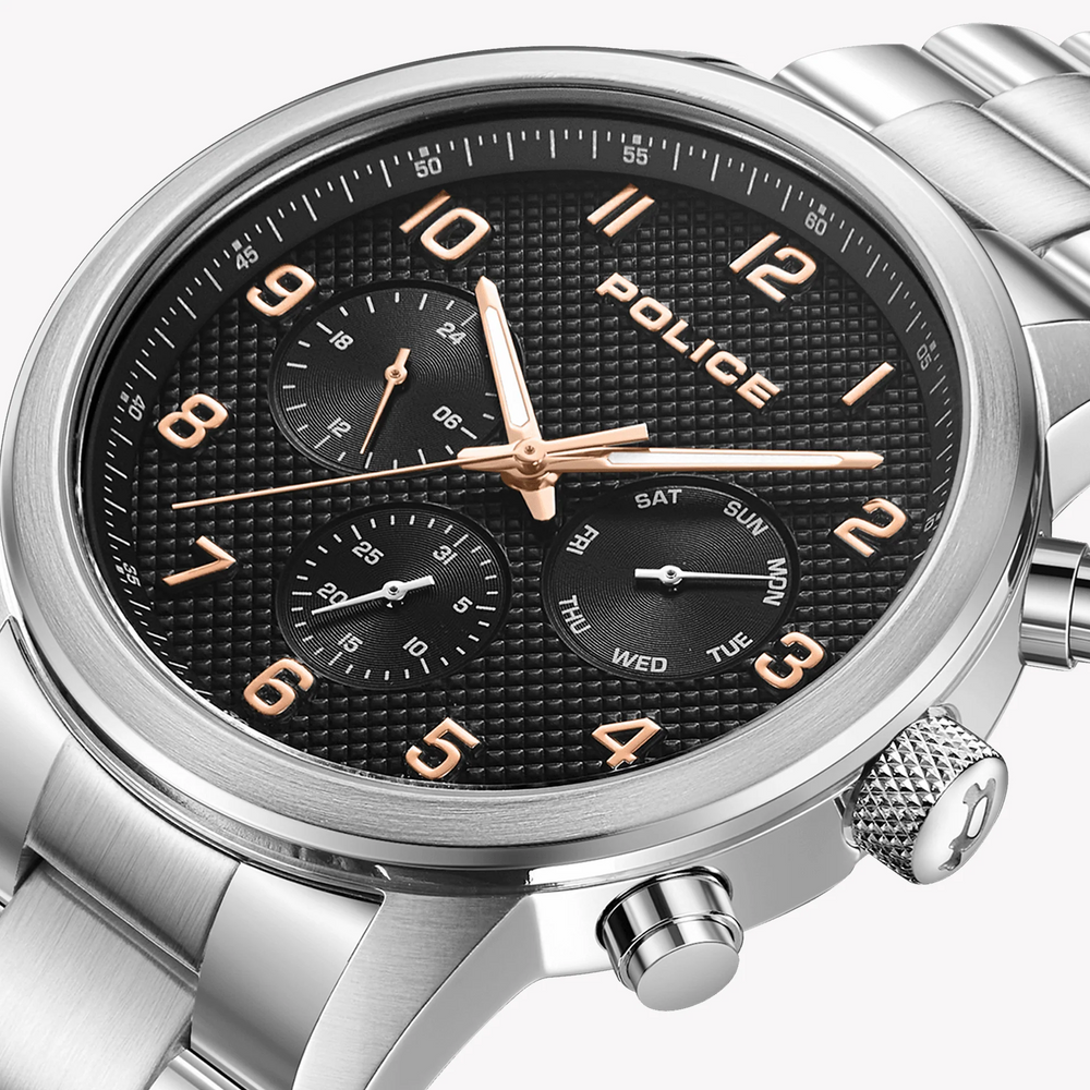 Police Men's Silver Stainless Steel, Black Dial | Pewjf2228203 by i-watch