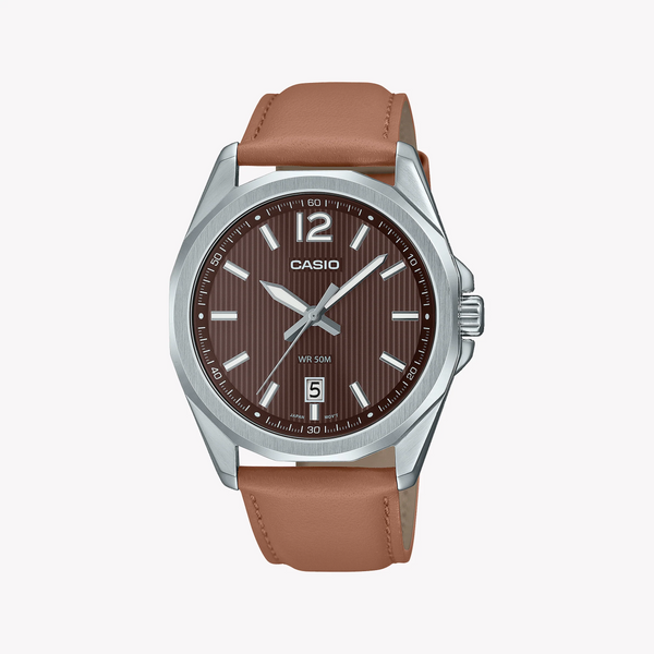 Casio Mtp-E725l-5avdf Sporty Timepiece - Brown Dial With Leather Band Men's Watch by i-watch