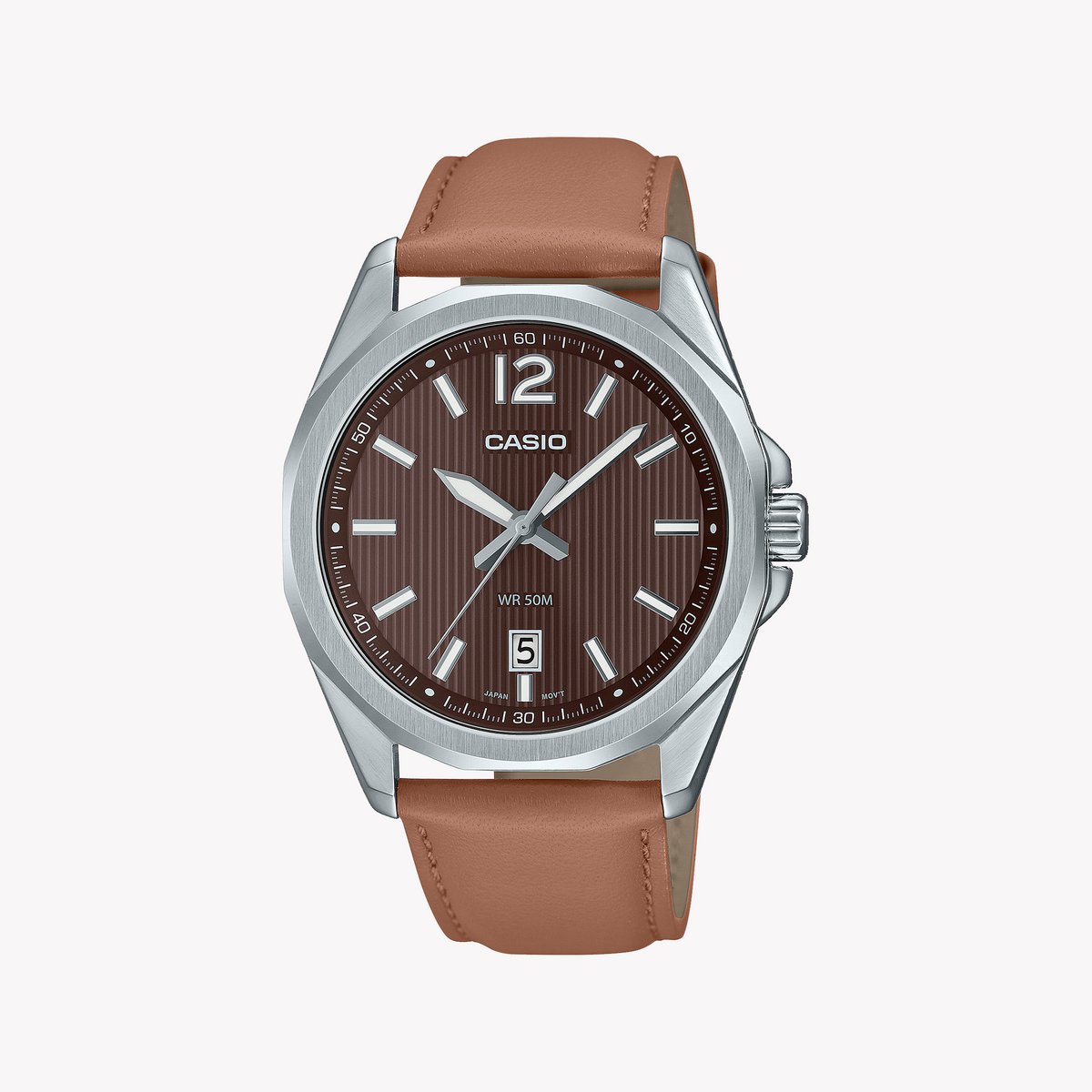 CASIO MTP-E725L-5AVDF SPORTY TIMEPIECE - BROWN DIAL WITH LEATHER BAND MEN'S WATCH