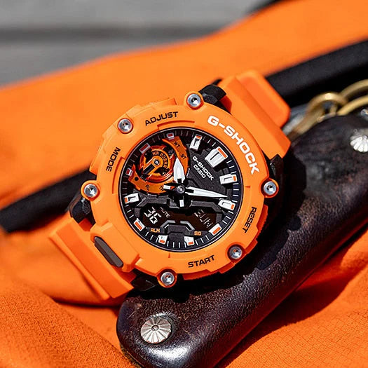 G-SHOCK Men's Orange Resin Watch, Black Dial | GA-2200M-4ADR