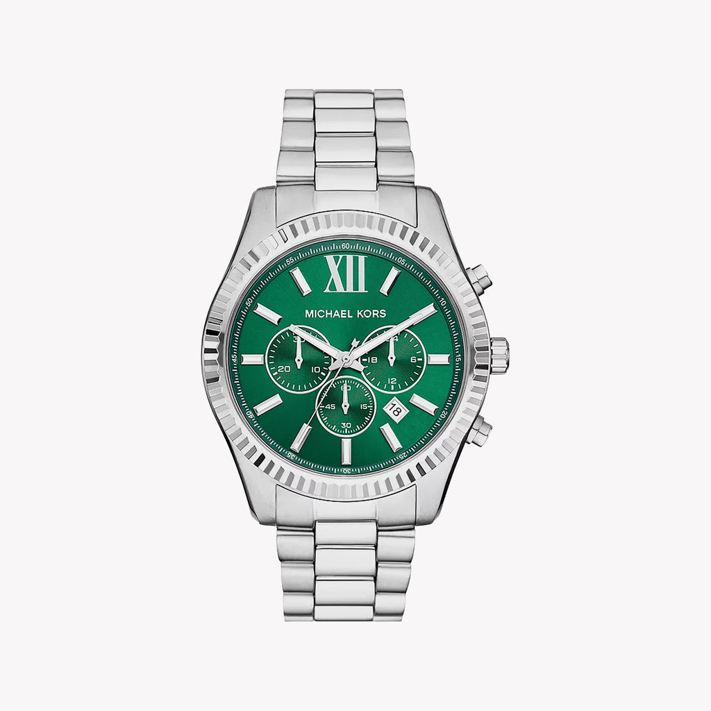 MICHAEL KORS MK9152 - ADVENTUROUS STYLE WITH GREEN DIAL & SILVER BAND Men's Watch