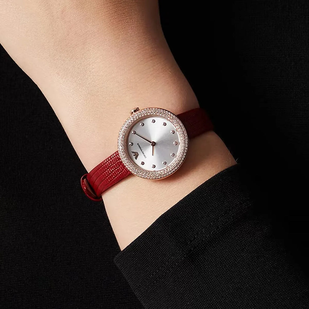 Emporio Armani AR11438 Rose Gold & Red Leather Women's Watch-i-Watch-4