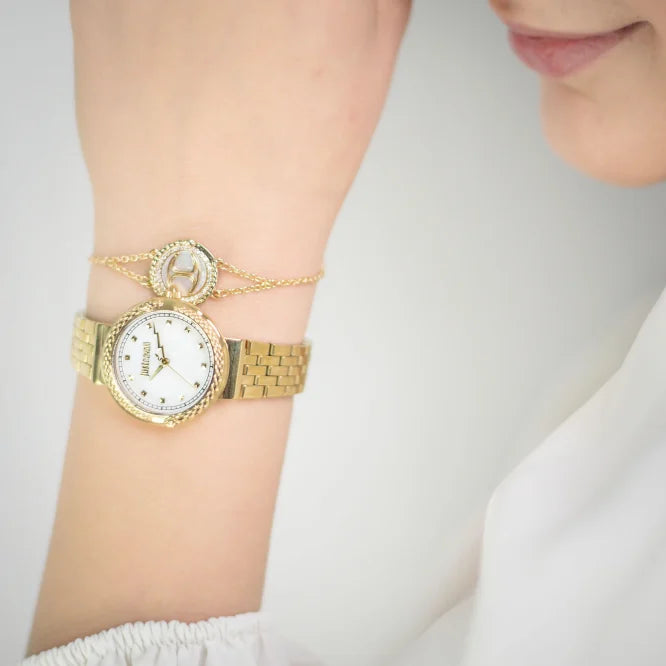 JUST CAVALLI JC1L311M0025 - RADIANT ELEGANCE WOMEN'S WATCH WITH GOLD & WHITE MOTHER-OF-PEARL DIAL-i-Watch-3