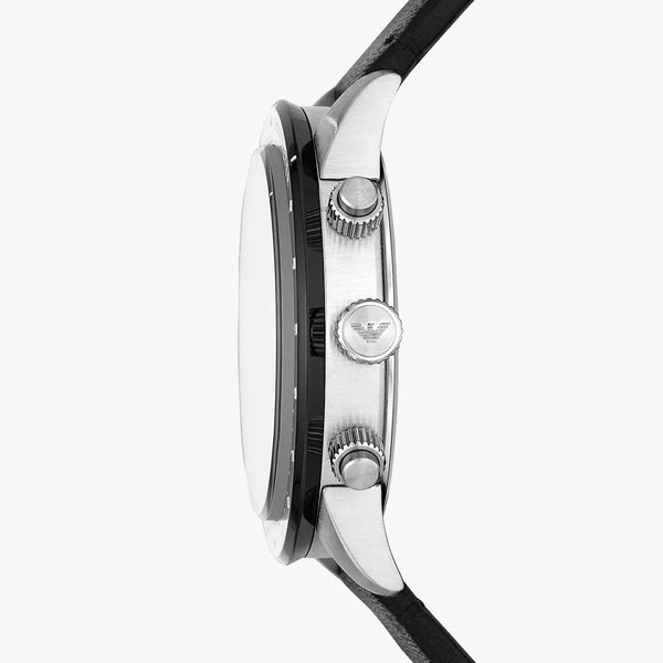 Emporio Armani Men's Silver Stainless Steel, Black Leather | Ar11243 by i-watch