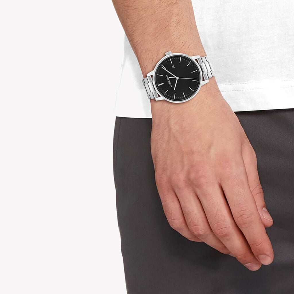 CK CALVIN KLEIN MODERN AESTHETIC - TIMELESS SILVER MEN'S WATCH with Black Dial & Stainless Steel Band-i-Watch-4