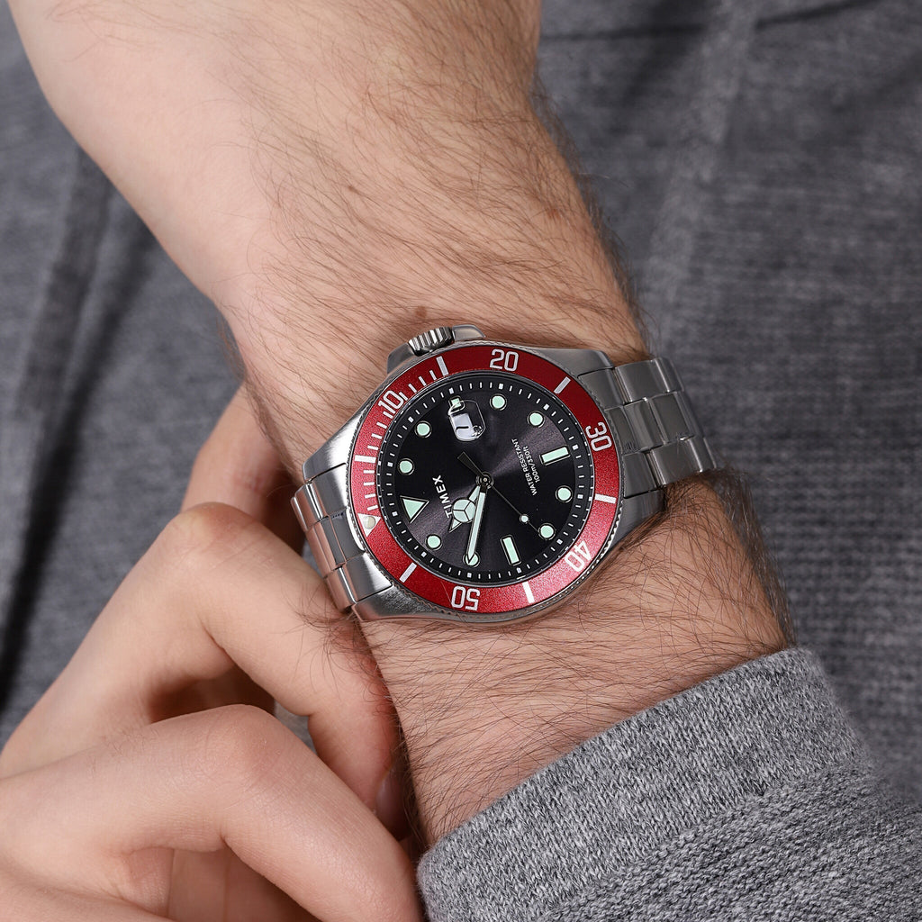 Timex Men's Silver Stainless Steel, Black Dial | Tw2u41700