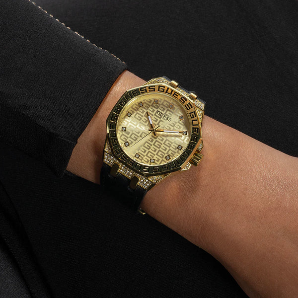 GUESS GW0547L3 - TIMELESS ELEGANCE WITH A MODERN EDGE Women's Watch in Gold and Black Leather-i-Watch-5